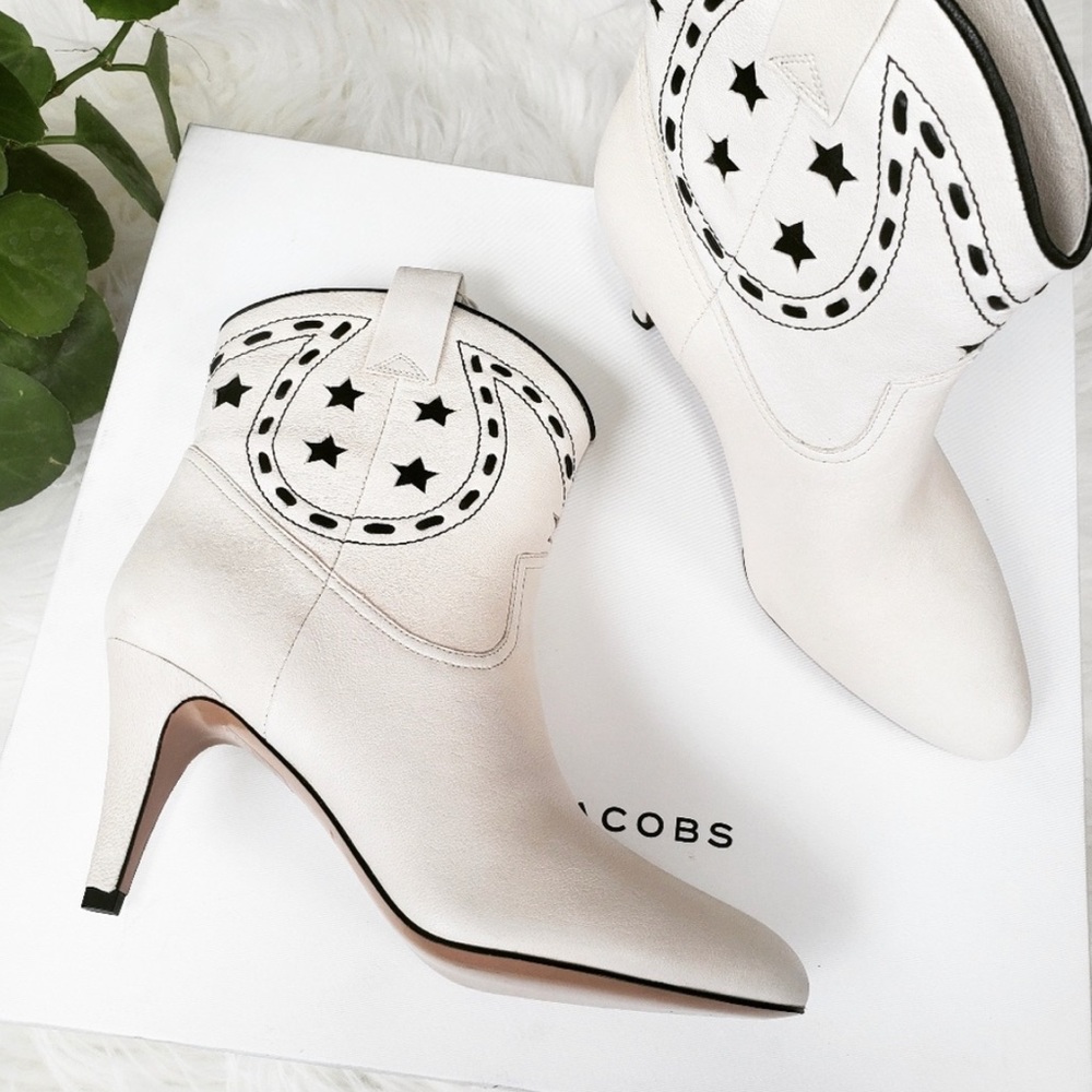 Marc Jacobs Ivory Laser Cut Out Cowboy Boots
